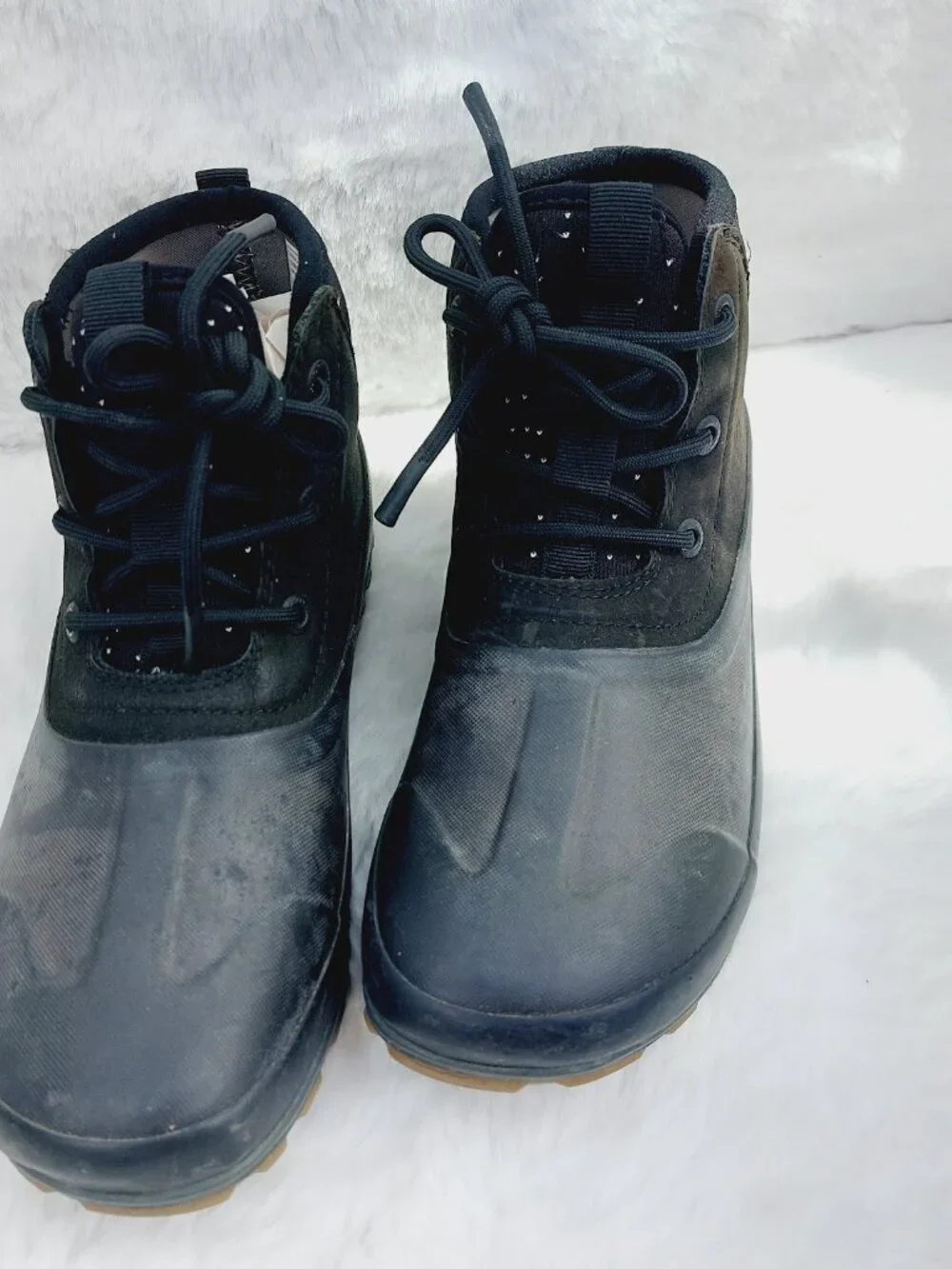 Bogs Women's Black Classic Casual Lace-Up Leather WP Ankle Rain Boots Size 9